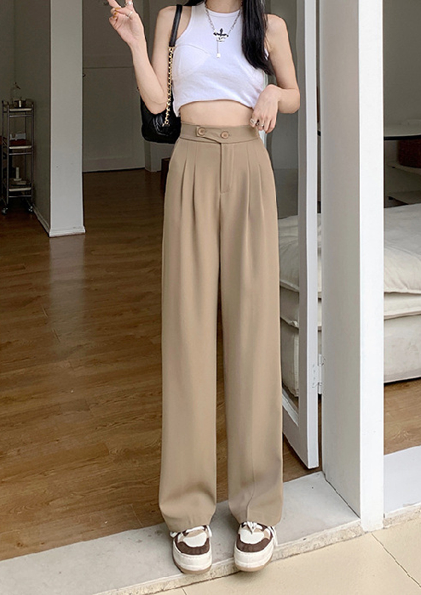 2021 New Retro Casual Woman Corduroy Ultra Light Core Velvet Brown Women  Bottoms Pants Street Style